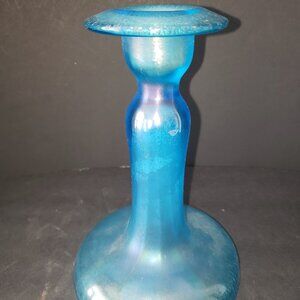 Vintage US Glass #151 Blue Stretch Glass Candlestick